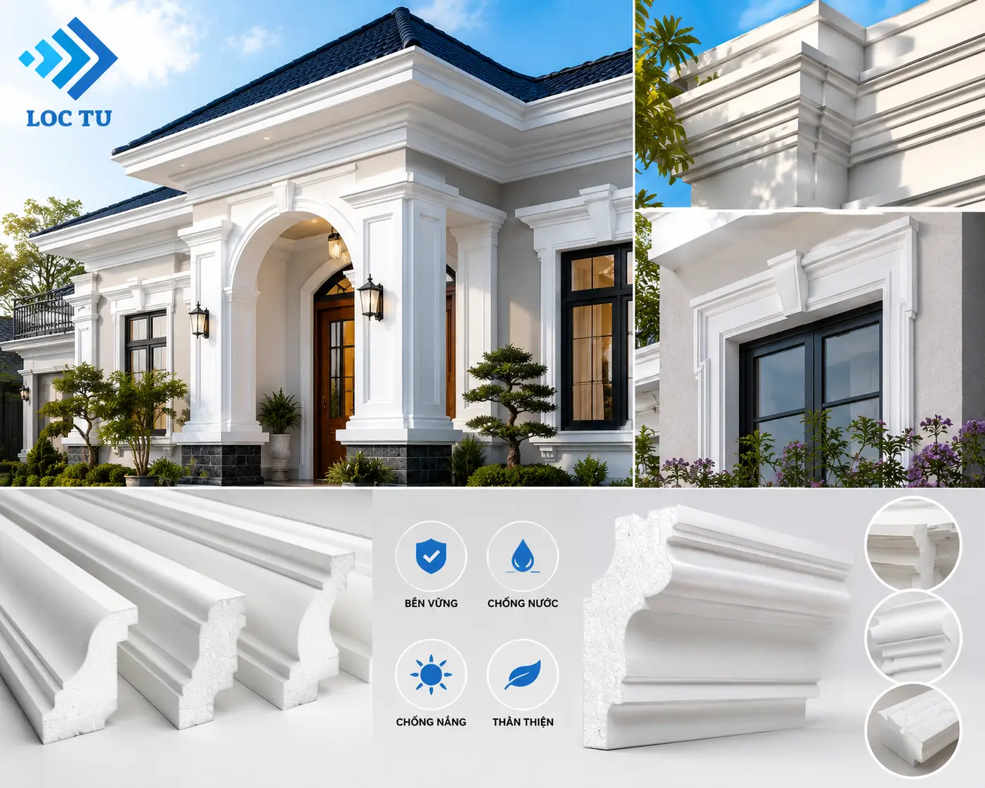 Phào chỉ EPS ngoài trời giúp mặt tiền bền đẹp hơn