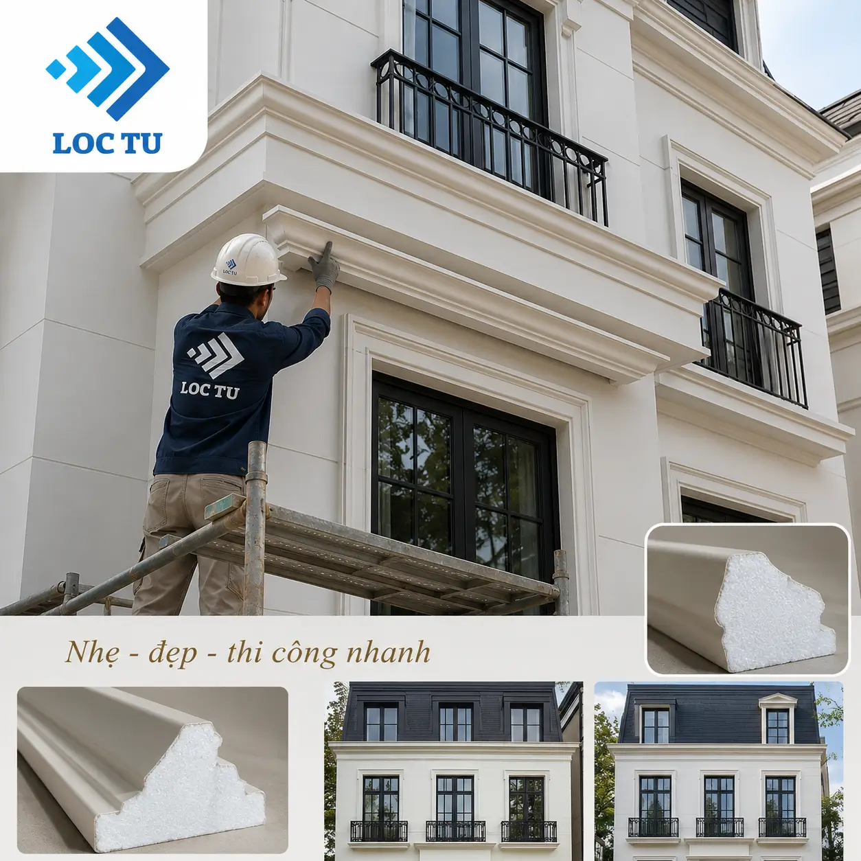 Phào chỉ EPS giúp nâng cao tính thẩm mỹ mặt tiền