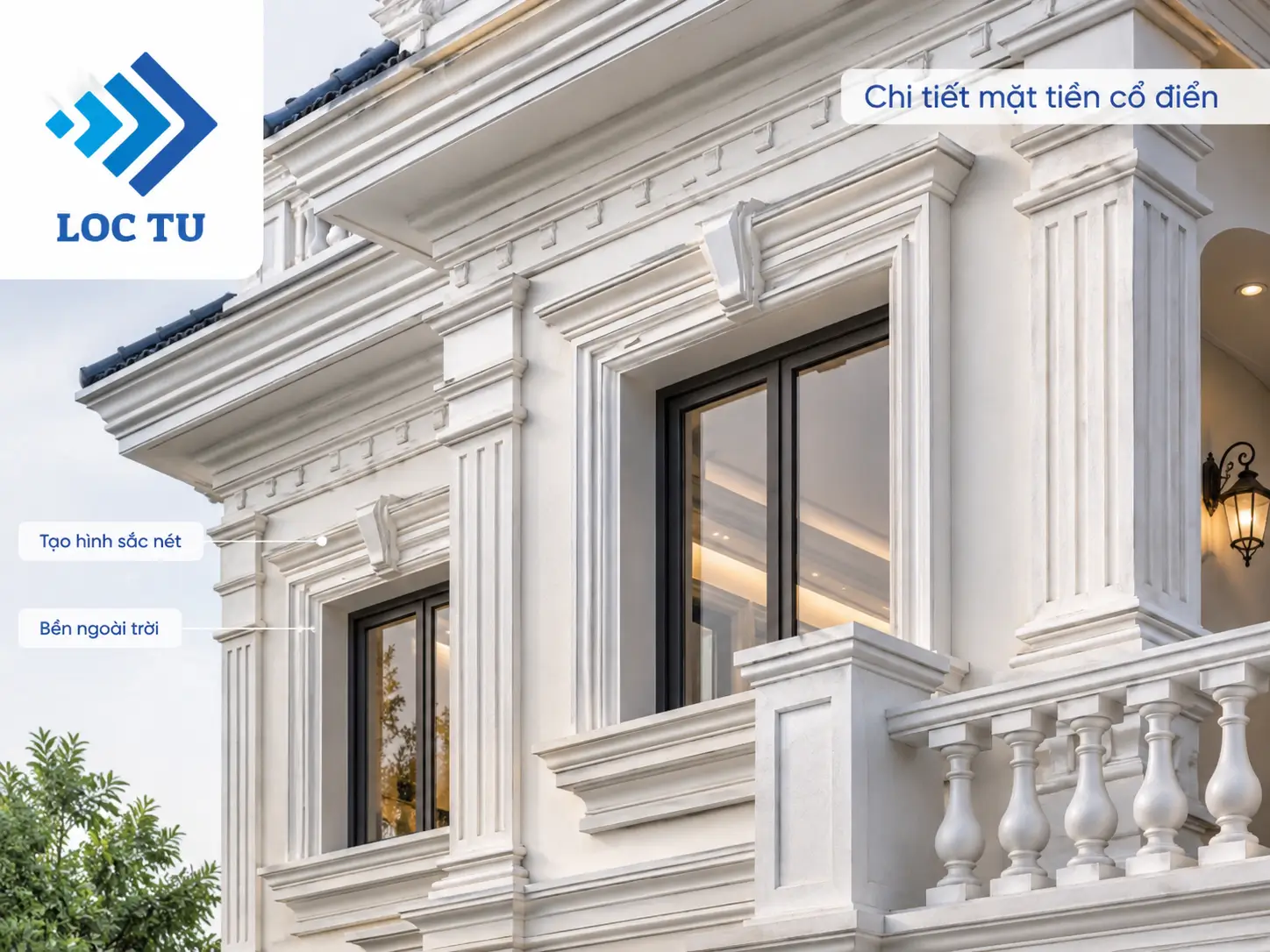 Phào chỉ EPS mặt tiền cổ điển tạo chiều sâu cho mặt tiền công trình