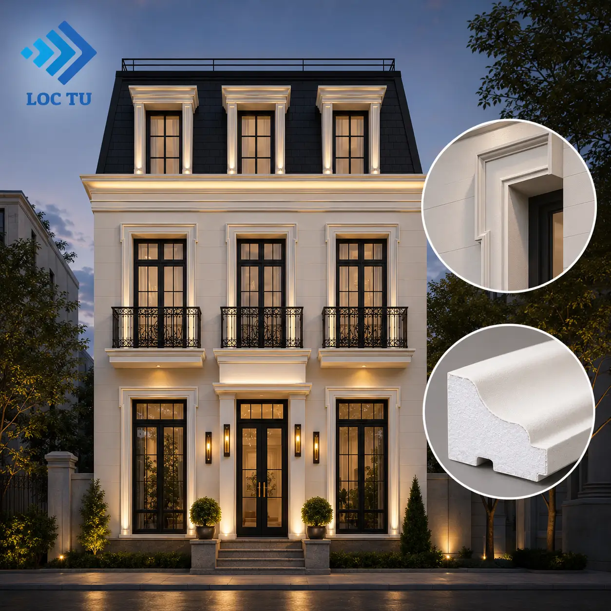 Phào chỉ EPS giúp nâng cao tính thẩm mỹ mặt tiền