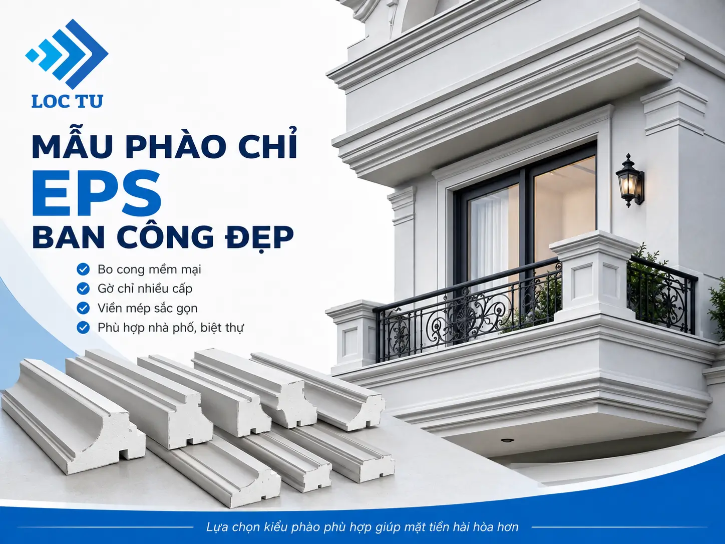 Phào chỉ EPS ban công là giải pháp trang trí ngoại thất hiệu quả