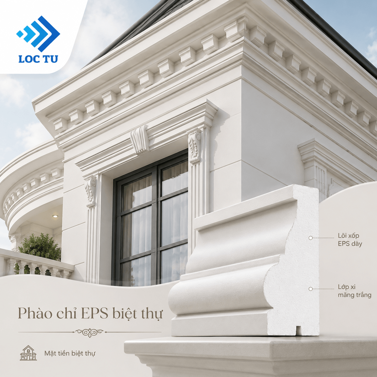 Sử dụng phào chỉ EPS biệt thự