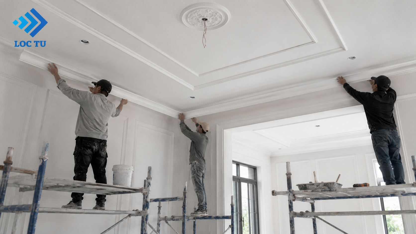 Thi công phào chỉ EPS nâng tầm thẩm mỹ công trình.