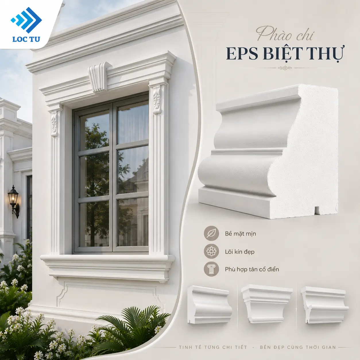 Phào chỉ EPS biệt thự góp phần nâng tầm giá trị ngôi nhà