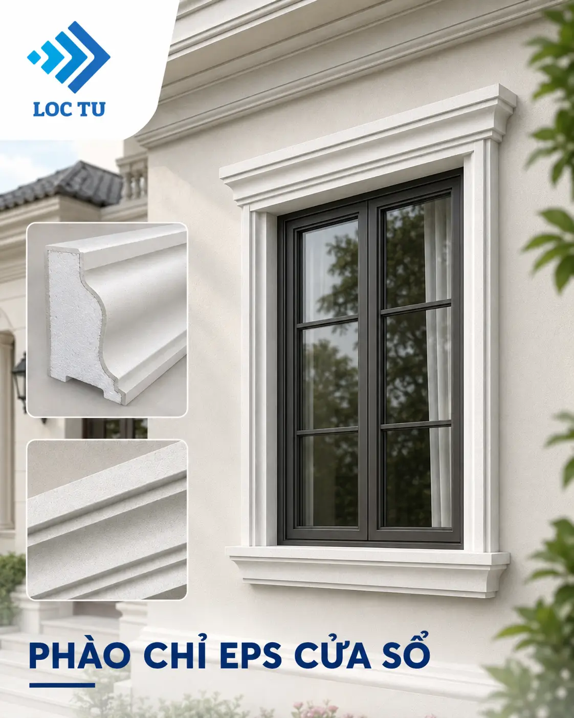 Mẫu phào chỉ EPS cửa sổ được ứng dụng thực tế