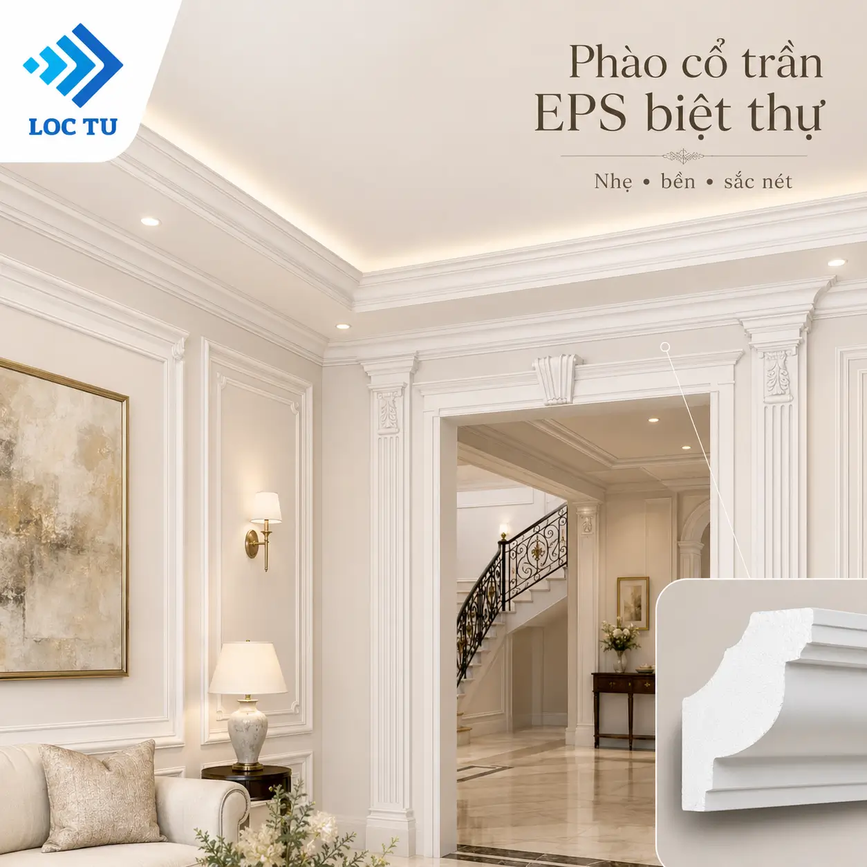 Ứng dụng phào chỉ EPS biệt thự trong thiết kế