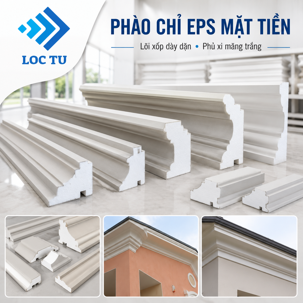 Giải pháp phào chỉ EPS mặt tiền cho biệt thự và nhà phố.