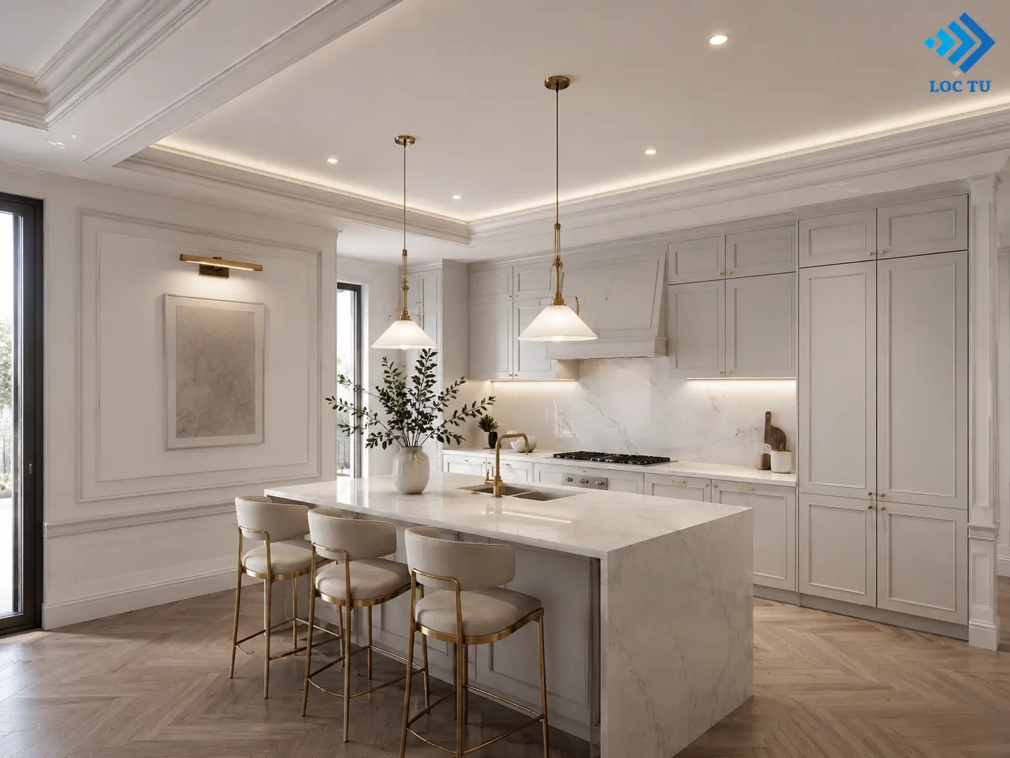 Một hệ phào chỉ EPS phòng bếp được lựa chọn phù hợp sẽ giúp tổng thể không gian thêm hài hòa