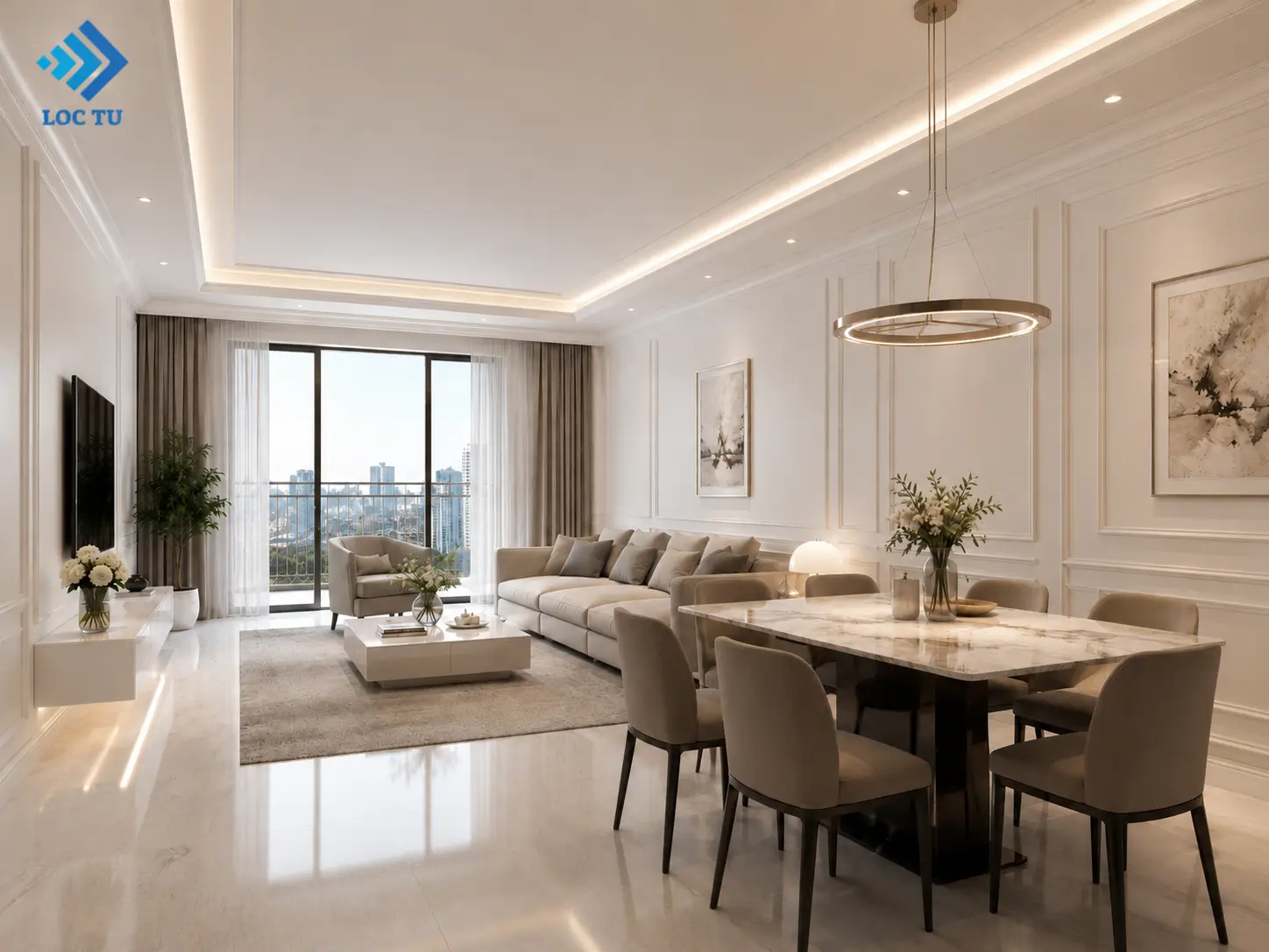 Phào chỉ EPS chung cư mang lại sự cân đối giữa trần, tường và nội thất