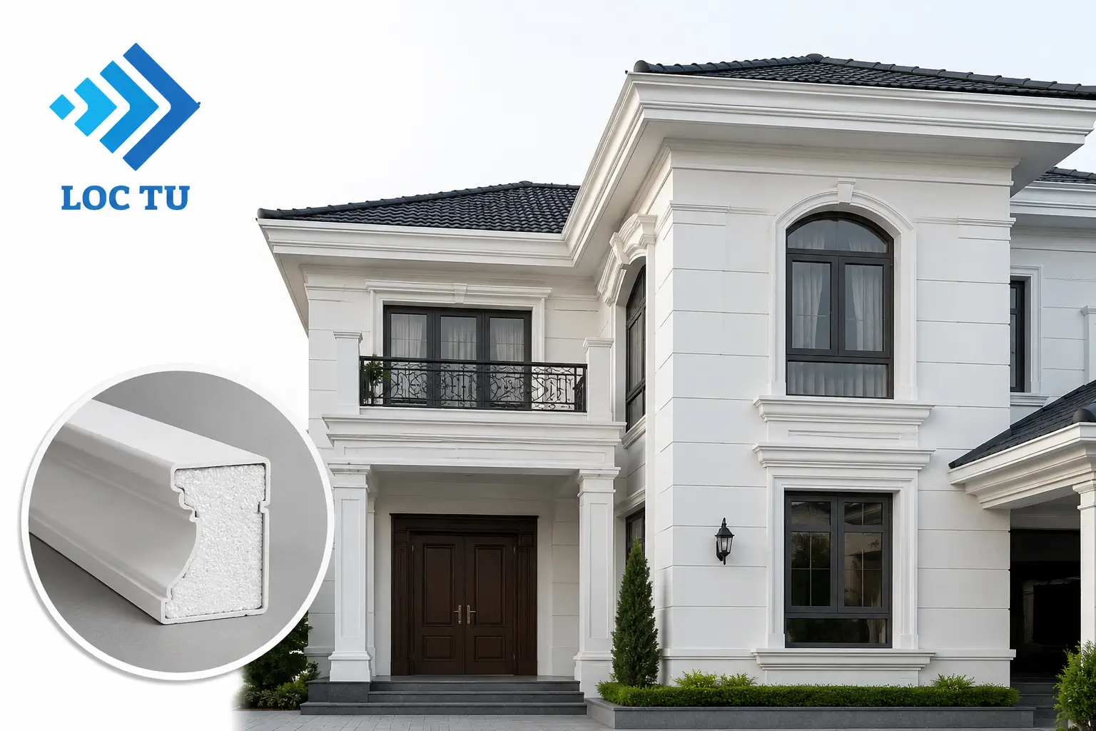 Một mặt tiền đẹp không chỉ nằm ở màu sơn mà còn được tạo nên từ những chi tiết phào chỉ được hoàn thiện chỉn chu