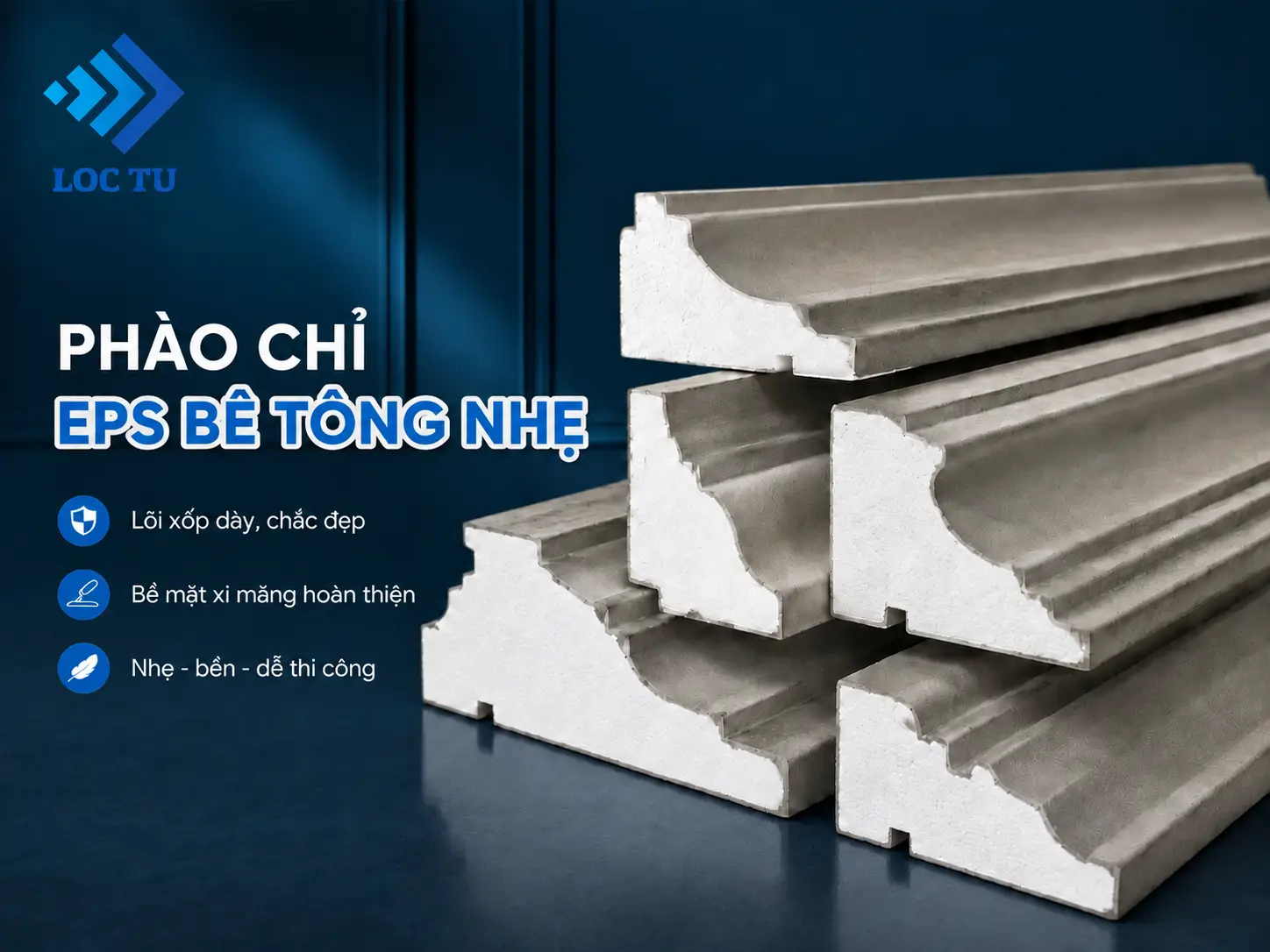 Không gian sống trở nên đẳng cấp hơn với hệ phào chỉ EPS bê tông nhẹ được thi công chỉn chu